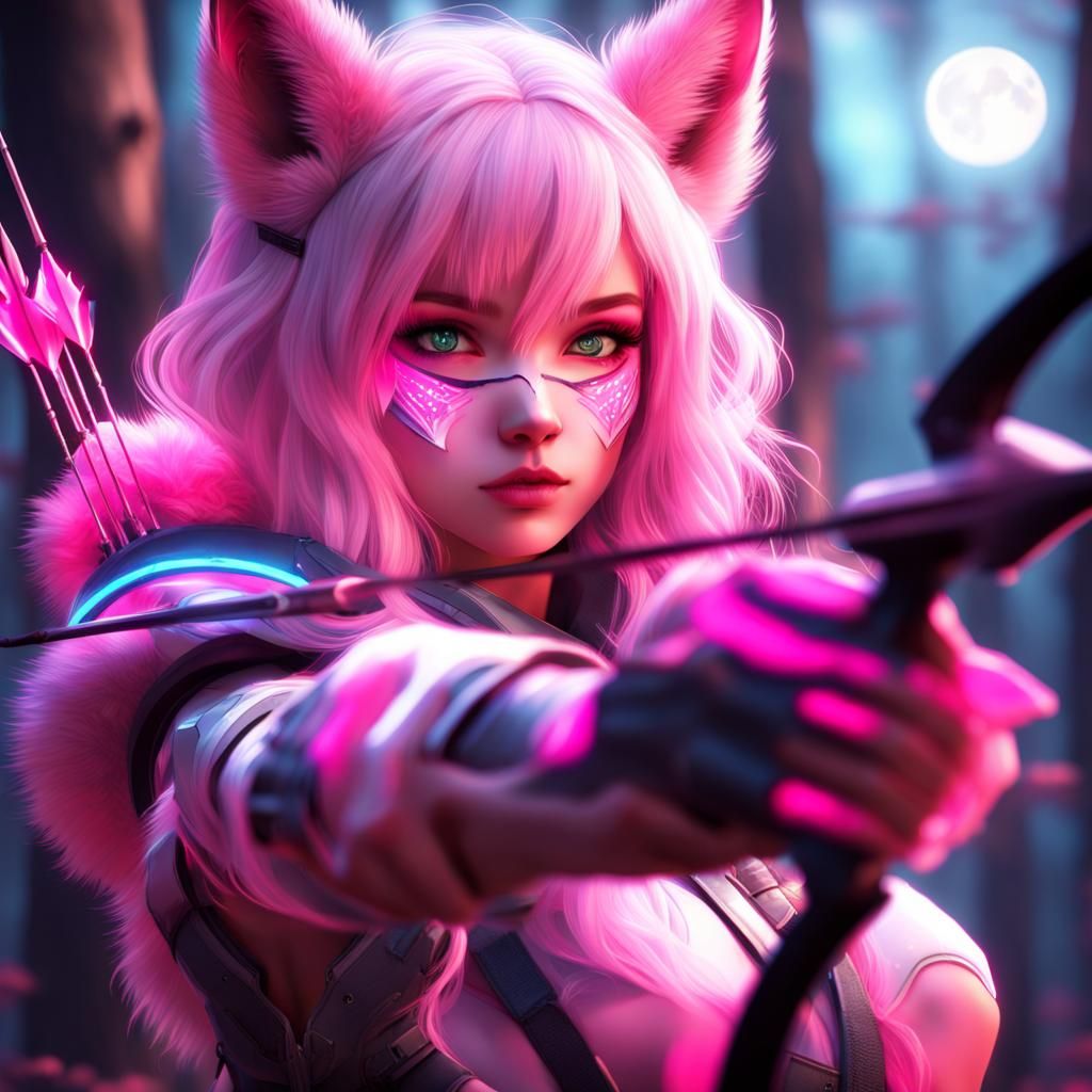 Anime Hunter Girl with Sci-Fi Bow