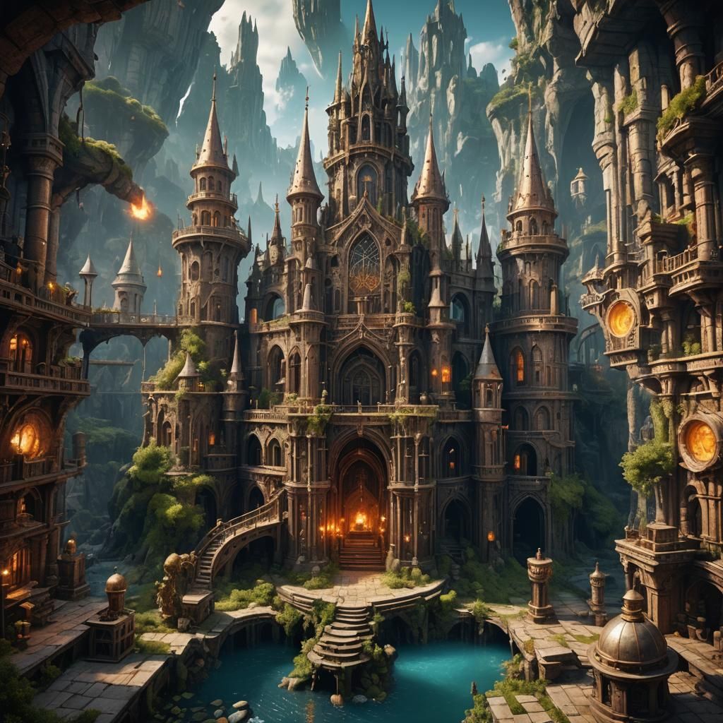 Fantastical Alchemical Scene in Detailed Matte Painting