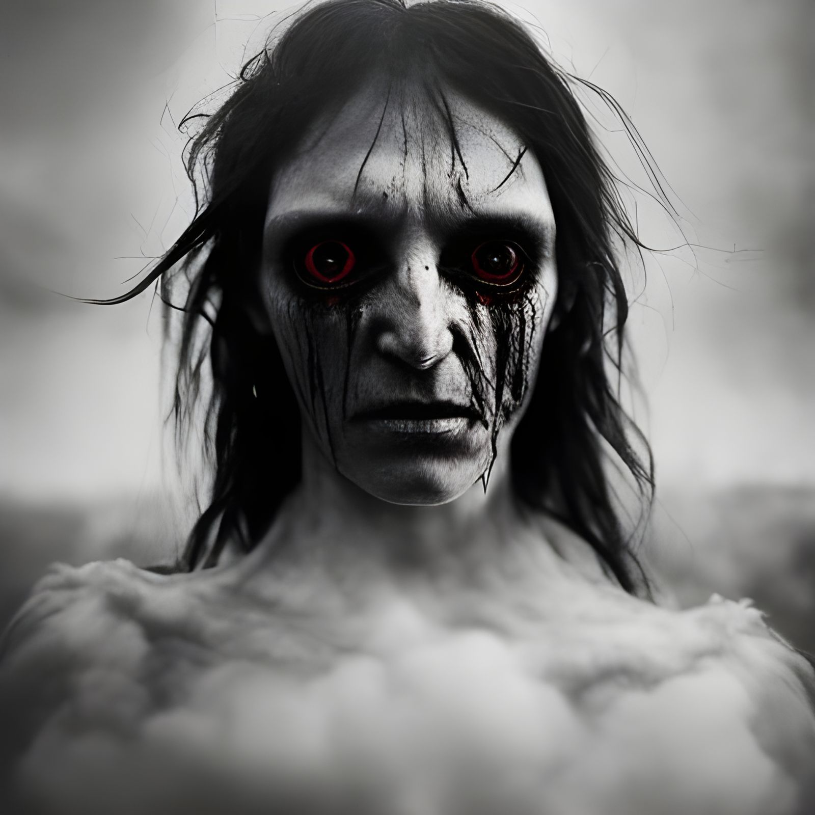 Demonic Child Portrait in Gothic Horror Style