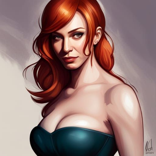 Fantasy Portrait of Christina Hendricks in Art Nouveau Style