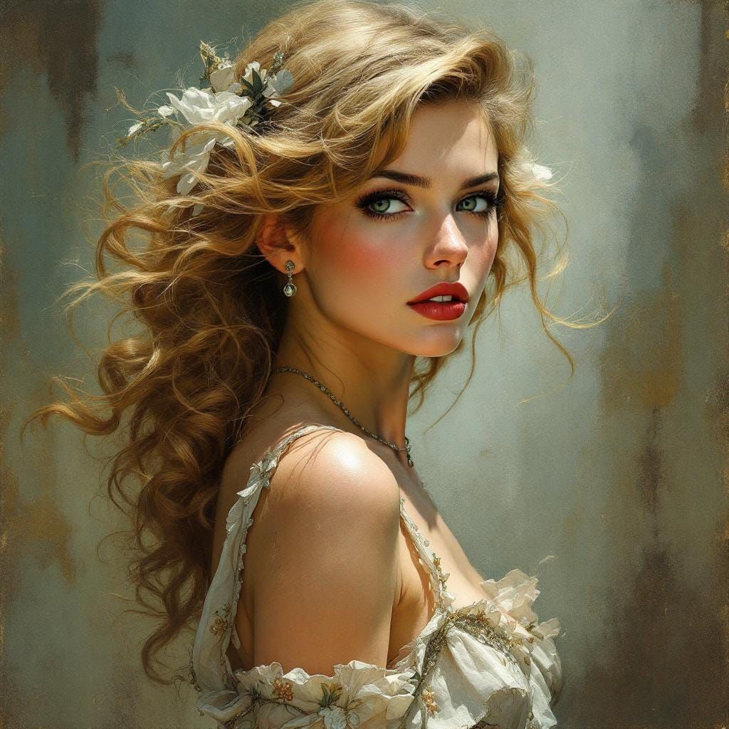 Blonde Pin-Up in Art Nouveau Style