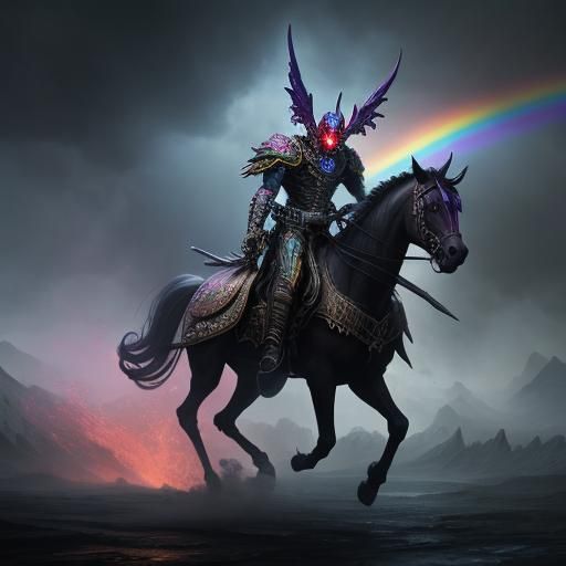 Rainbow Rider in Digital Matte Painting Style