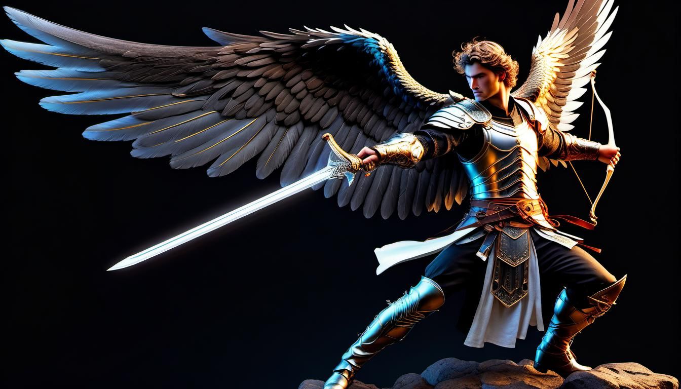 Angel Warrior Fighting Evil: Hyperrealistic Digital Art