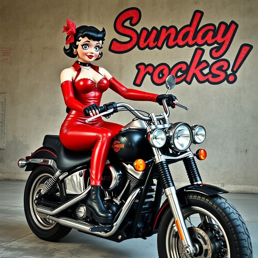 Warhammer-Inspired Lady Betty Boop on Harley Davidson