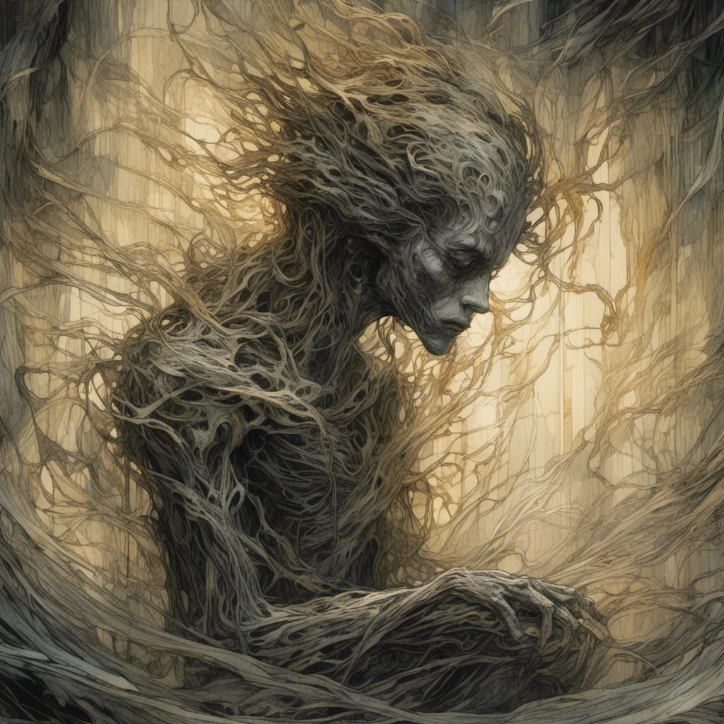 Melancholic Expressionist Portrait in Golden Light