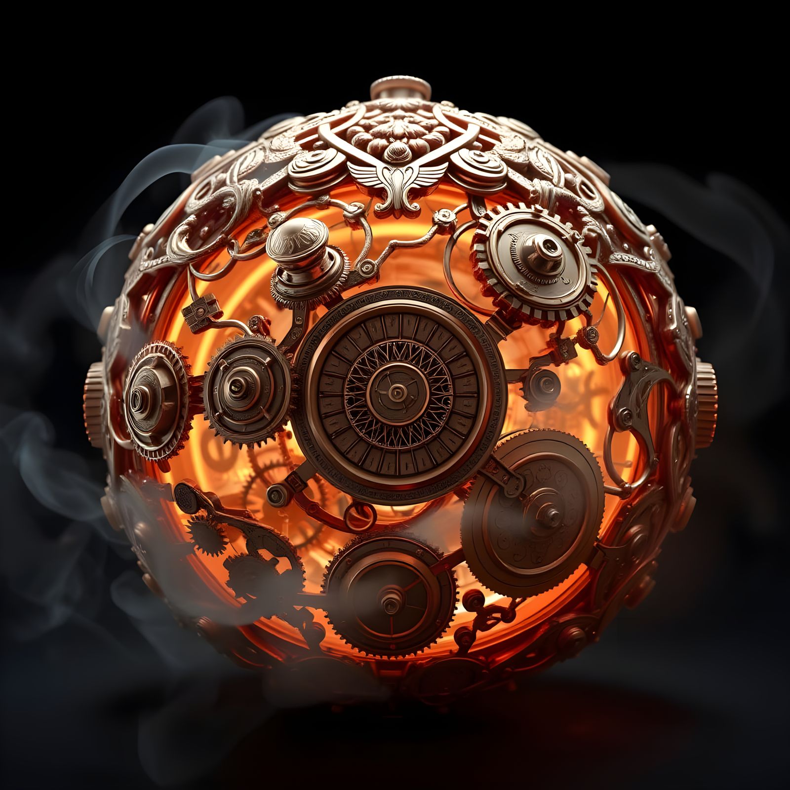 Elaborate Rose Gold Device Emitting Illuminated Smoke