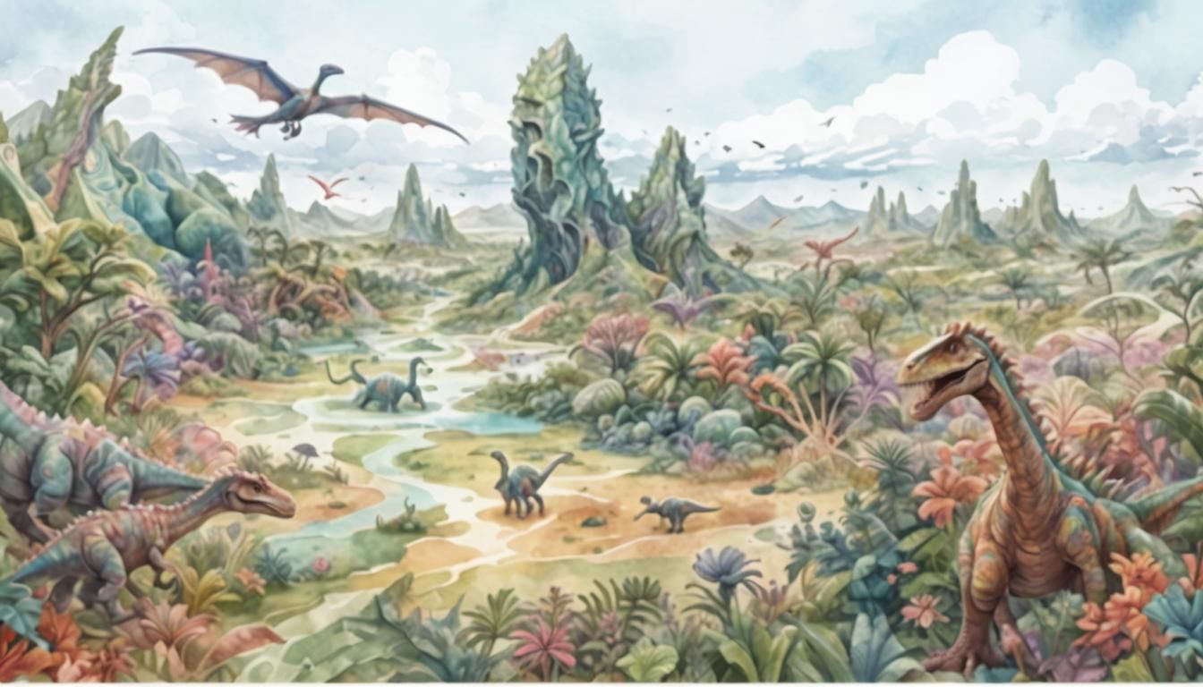 Dinosaur in Candyland: Watercolor Abstract Fractal Art