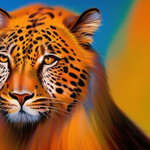 Leopard Portrait in Surrealist Art Style