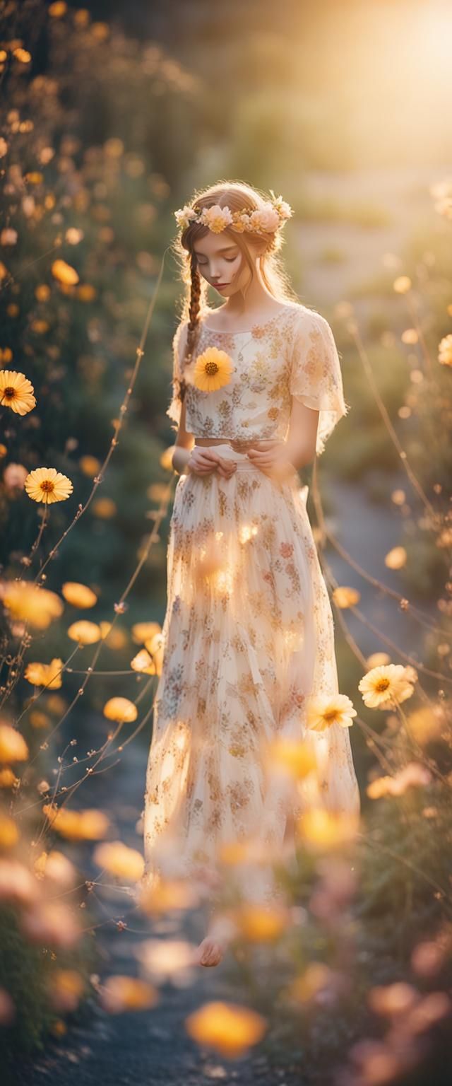 Whimsical Flower Fairy in Floral Dress Photography
