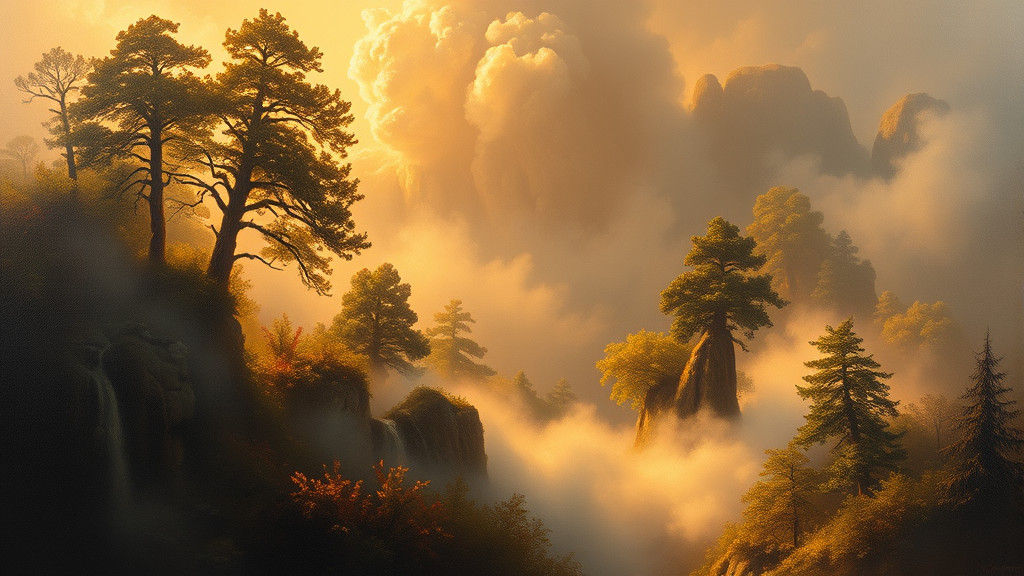 Mystical Landscape Painting in Romantic Style