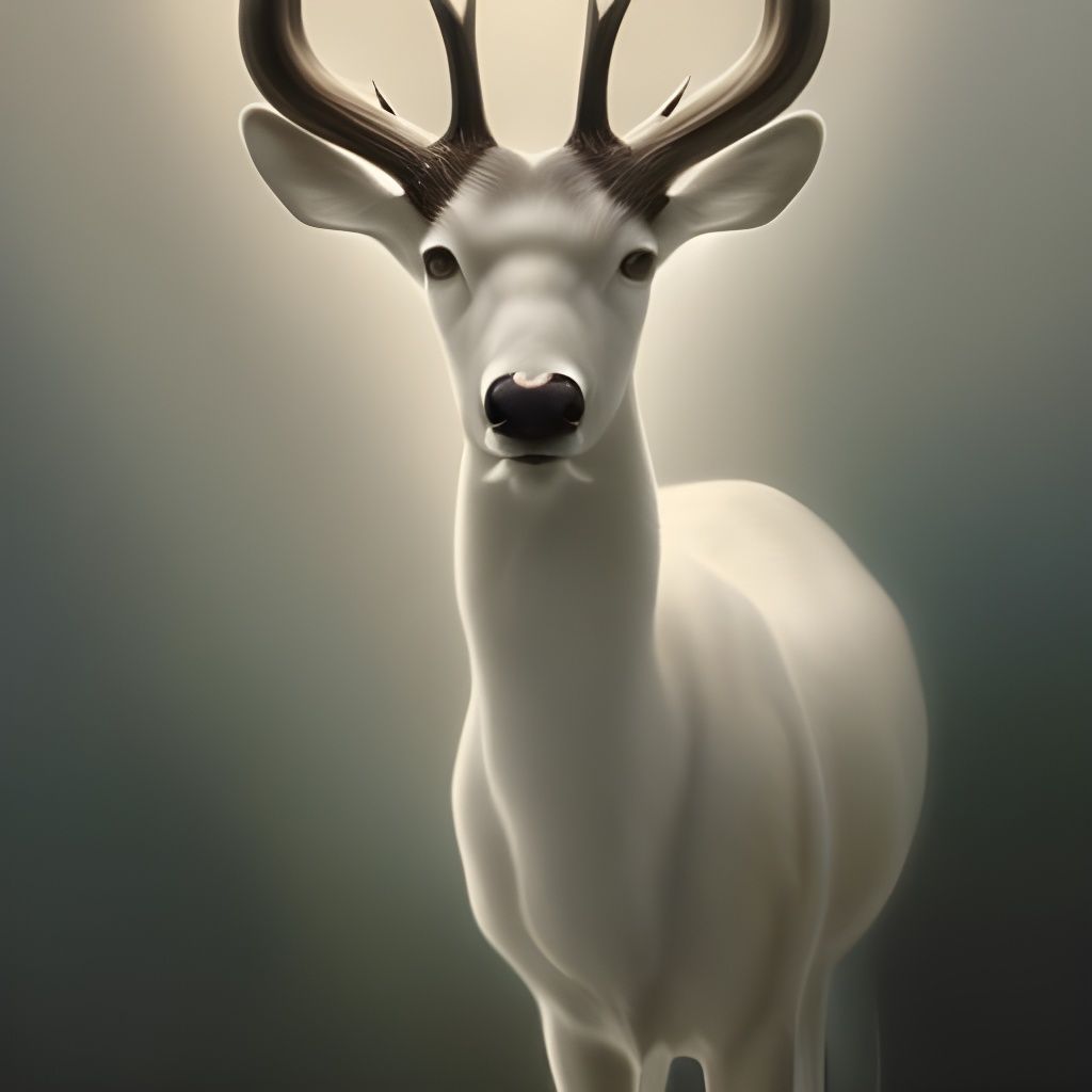 Majestic White Deer Portrait in Trending Art Style