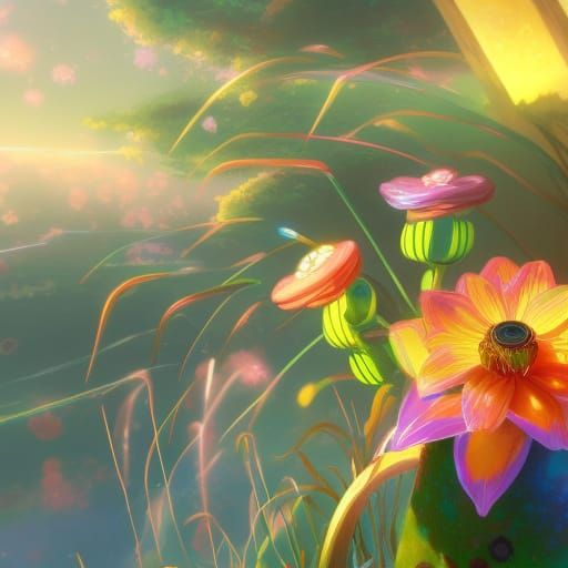 Iridescent Metal Flower Inspired by Studio Ghibli