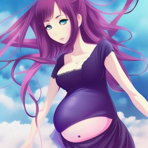 Pregnant Woman in Anime Style