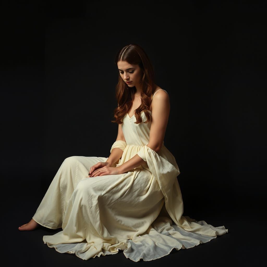 Woman in Light Beam: A Chiaroscuro Portrait