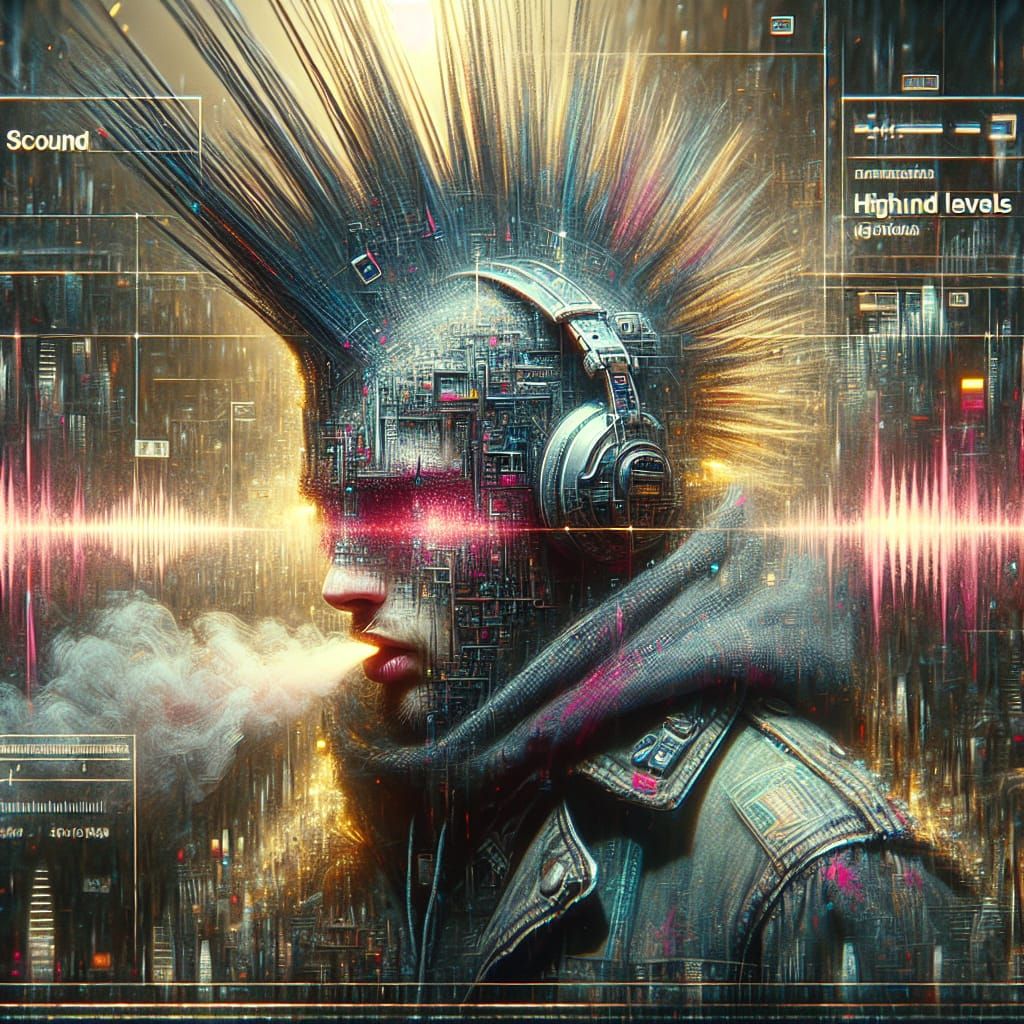 Punk Rocker Portrait in Cyberpunk Style
