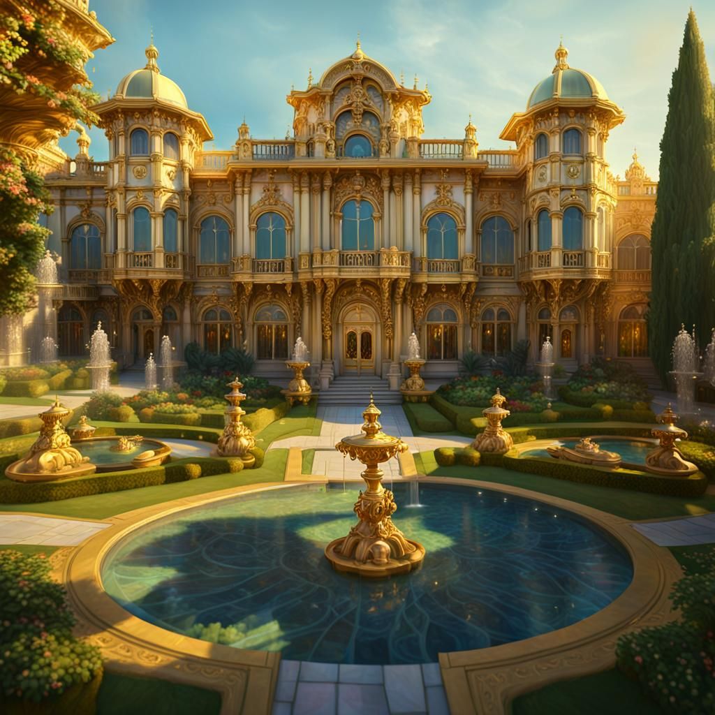 Opulent Baroque Palace in a Golden Light
