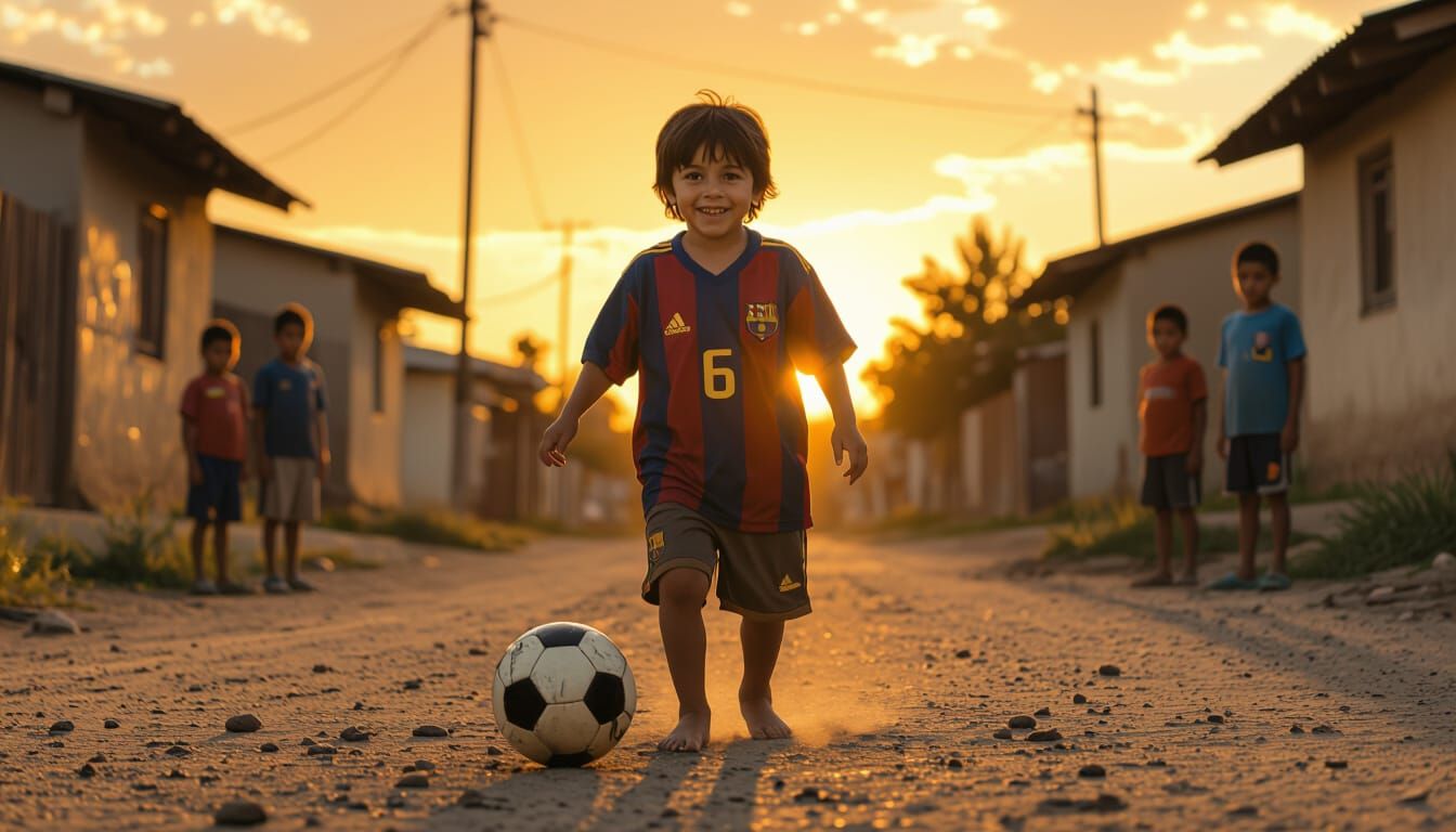 Young Lionel Messi Plays Football in Rosario, Cinematic Styl...