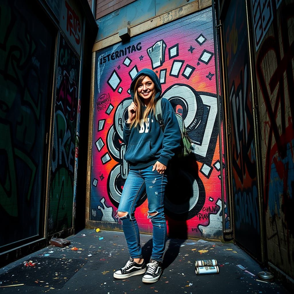 Confident Street Artist Creates Vibrant Mural of Freedom