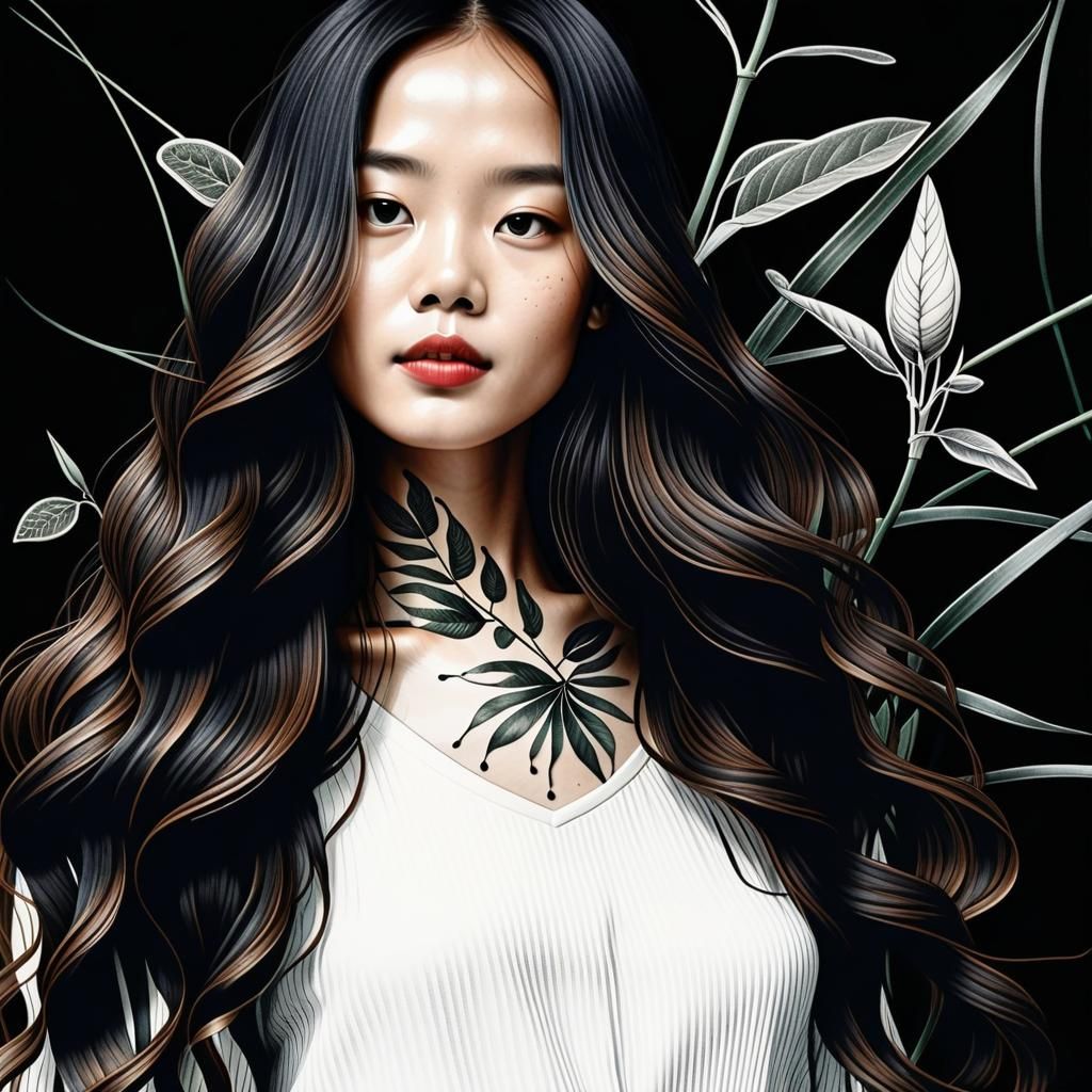 Botanical Ink Drawing: Delicate Plant Life Illustration