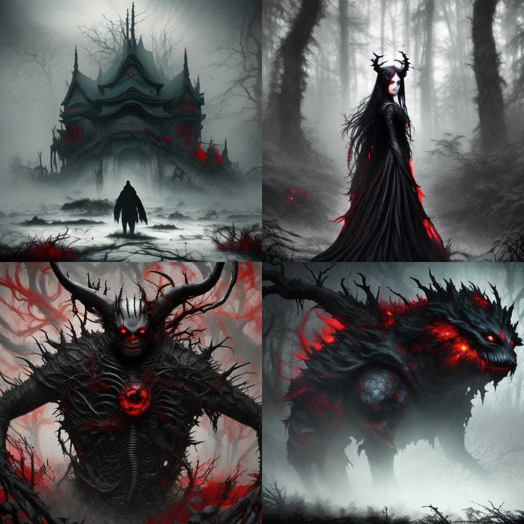 Terrifying Rococo Horrorcore Anime Art