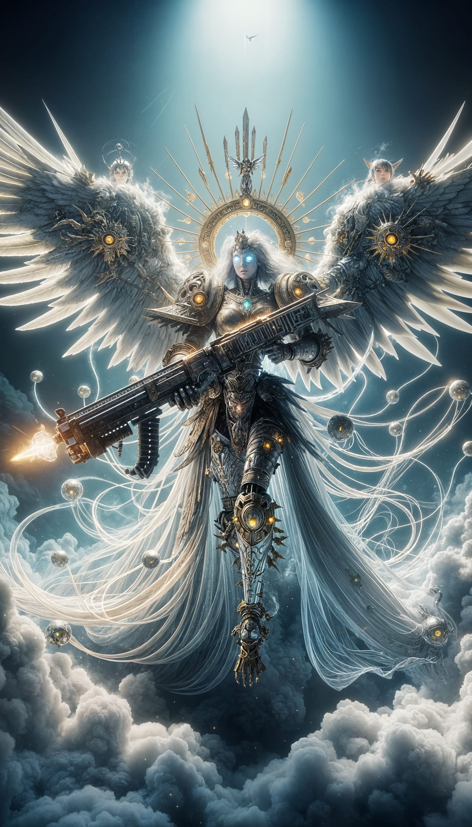 Heavenly Queen Barbarian with Rune Rifle, 8K Art