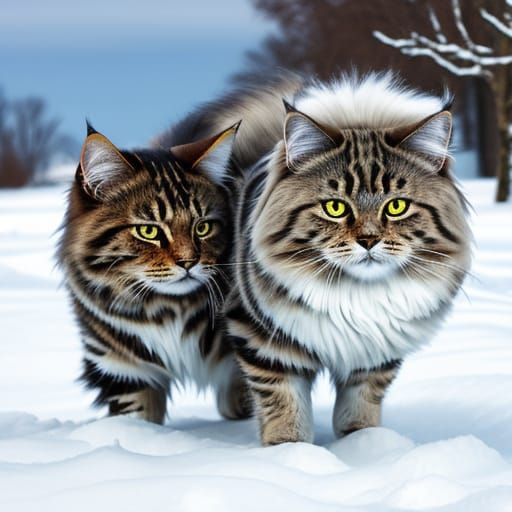 Fluffy Siberian Cat Portrait