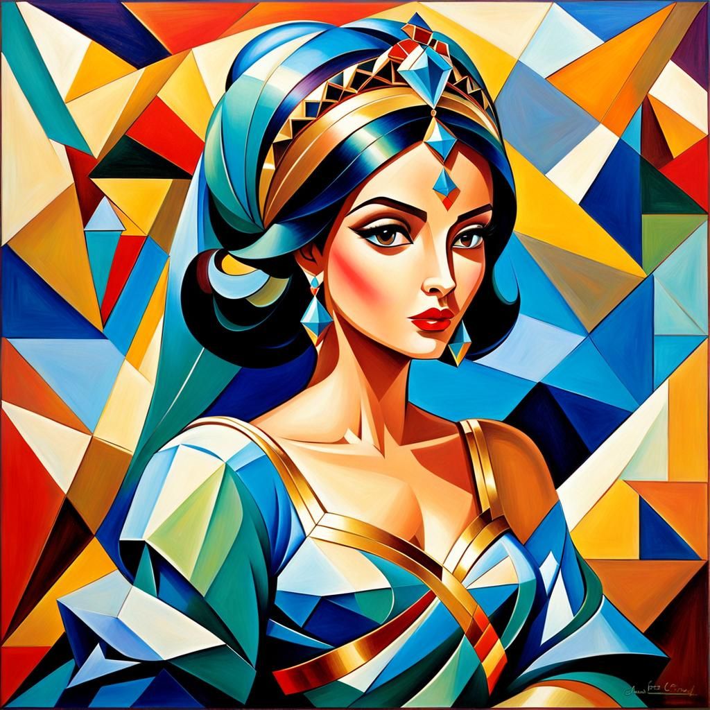 Princess Jasmine in Abstract Cubist Style
