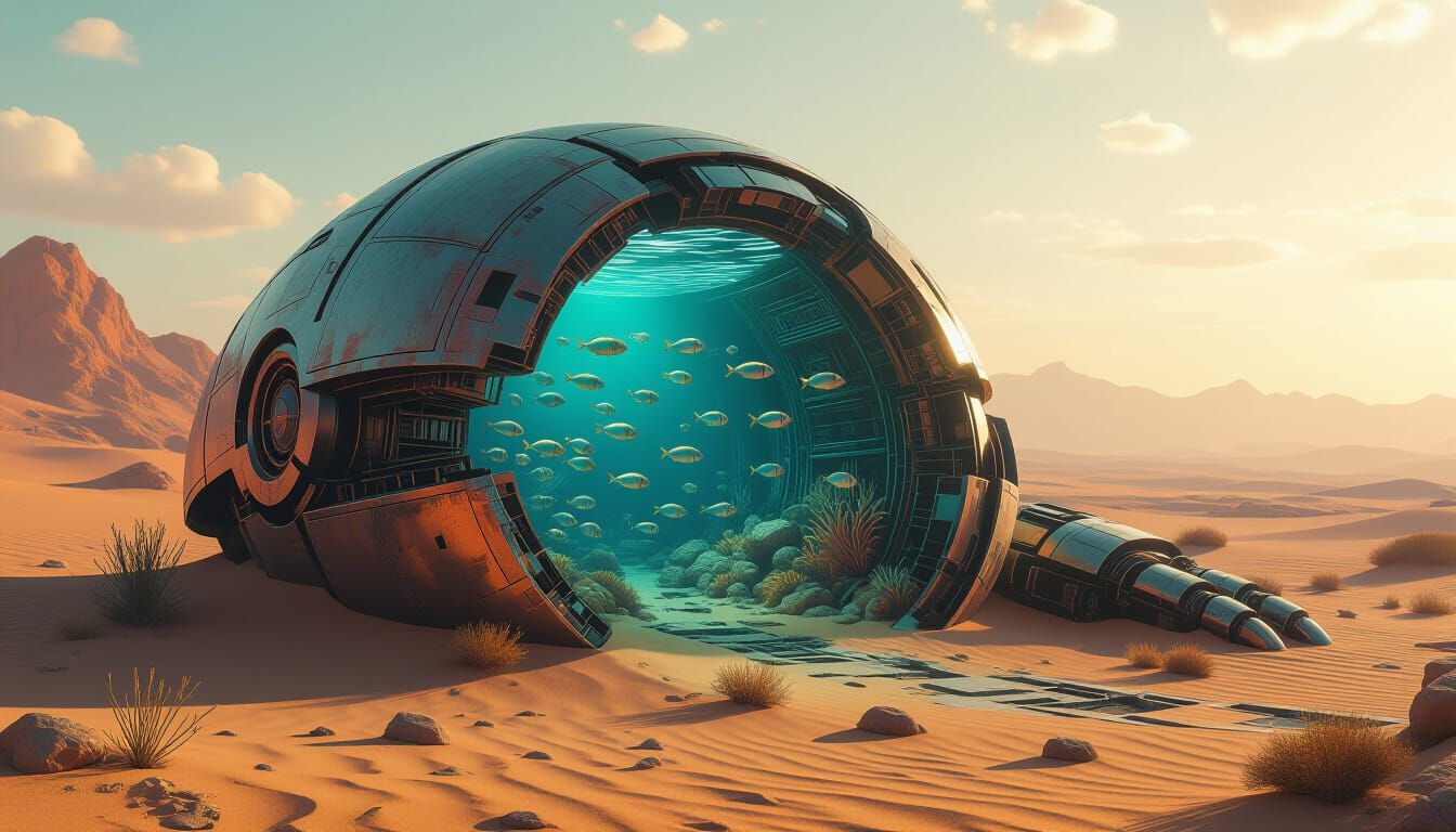 Robot Reef Desert Oasis: Post-Apocalyptic Wonder