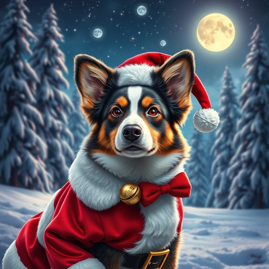Wonderful Holiday Dog in Santa Suit
