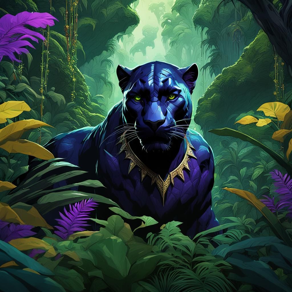Black Panther in Jungle, Dark Fantasy Art