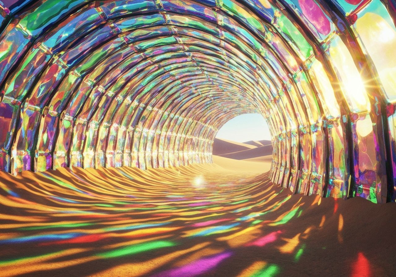 Surreal Desert Tunnel of Recycled Glass Bottles
