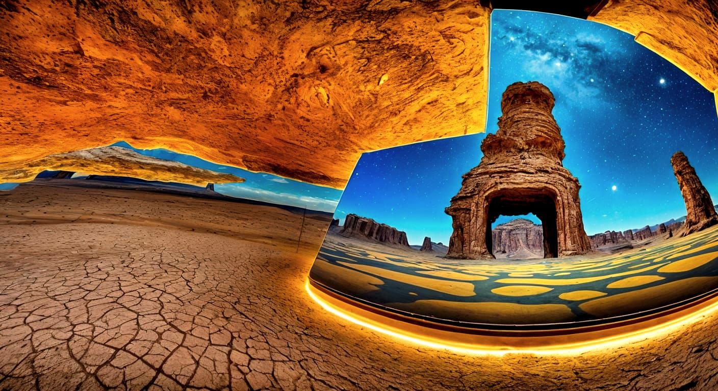 Surreal Desert Mirror Cabinet With Alien Jungle