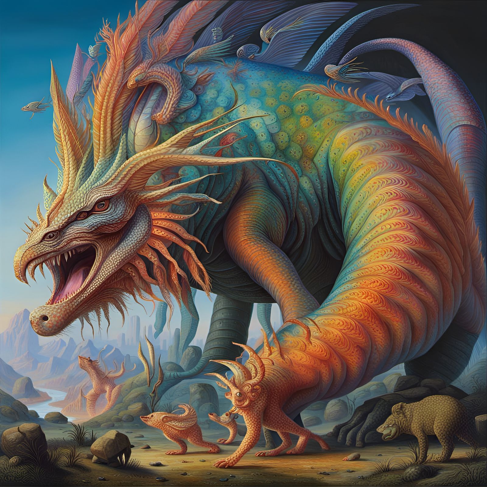 Exotic Creature with Divergent Features in Hyperreal 3D