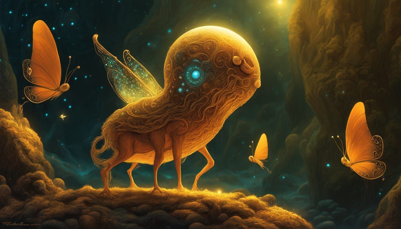 Adorable Fluffy Creature in Surreal Dreamscape