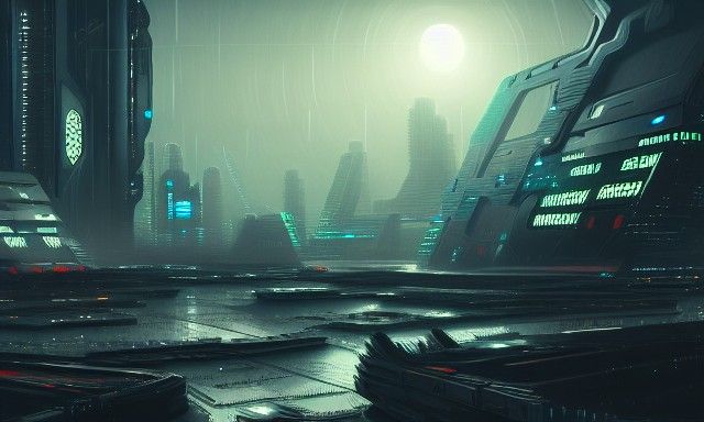 Cyberpunk City in Space: Dystopian Sci-Fi Concept Art