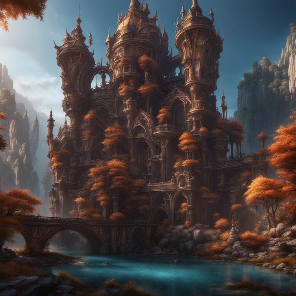 Detailed AI Matte Painting in Deep Color