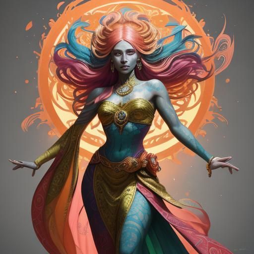 Dragon Peacock Woman in Abstract Expressionism Style