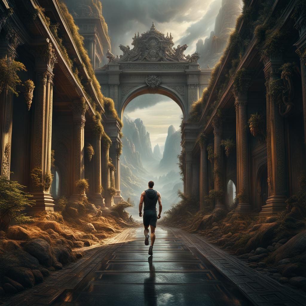 Epic Cinematic Jogger in Digital Matte Painting