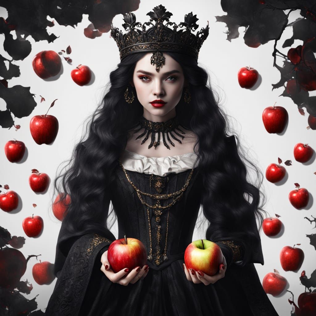 Black Queen with Poisoned Apple in Ultra-Detailed CG