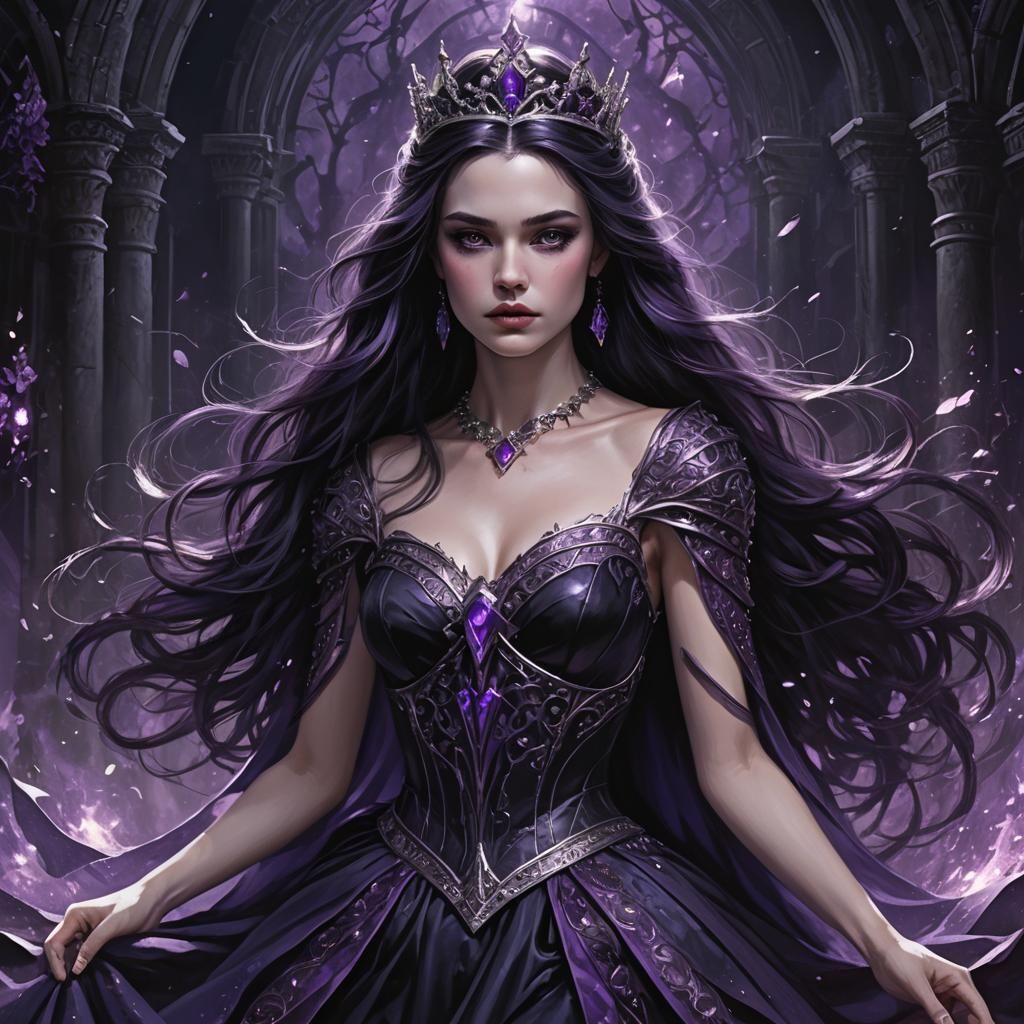 Powerful Princess with Purple Hair, Fantasy Art