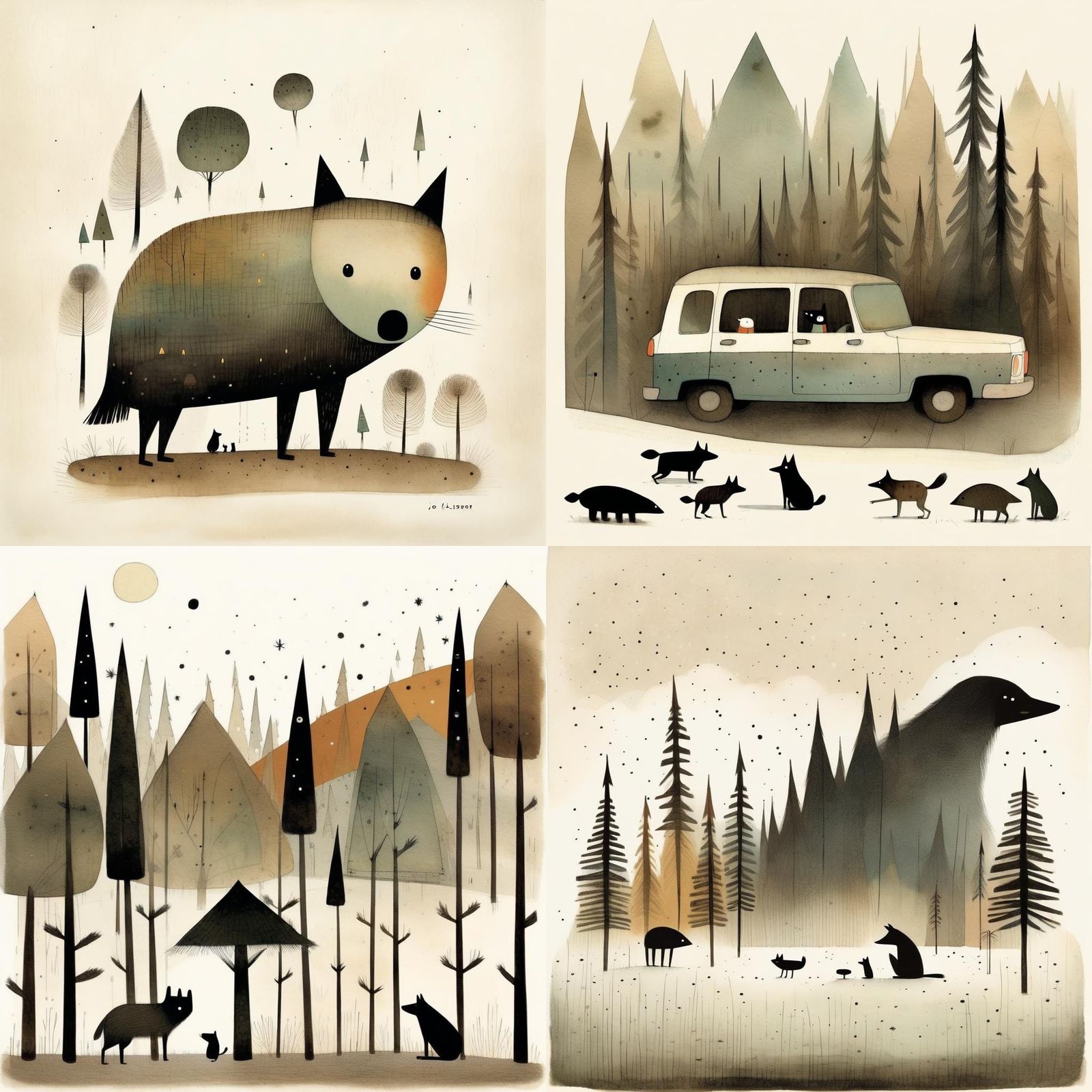 Animals in Minimalist Style Illustration