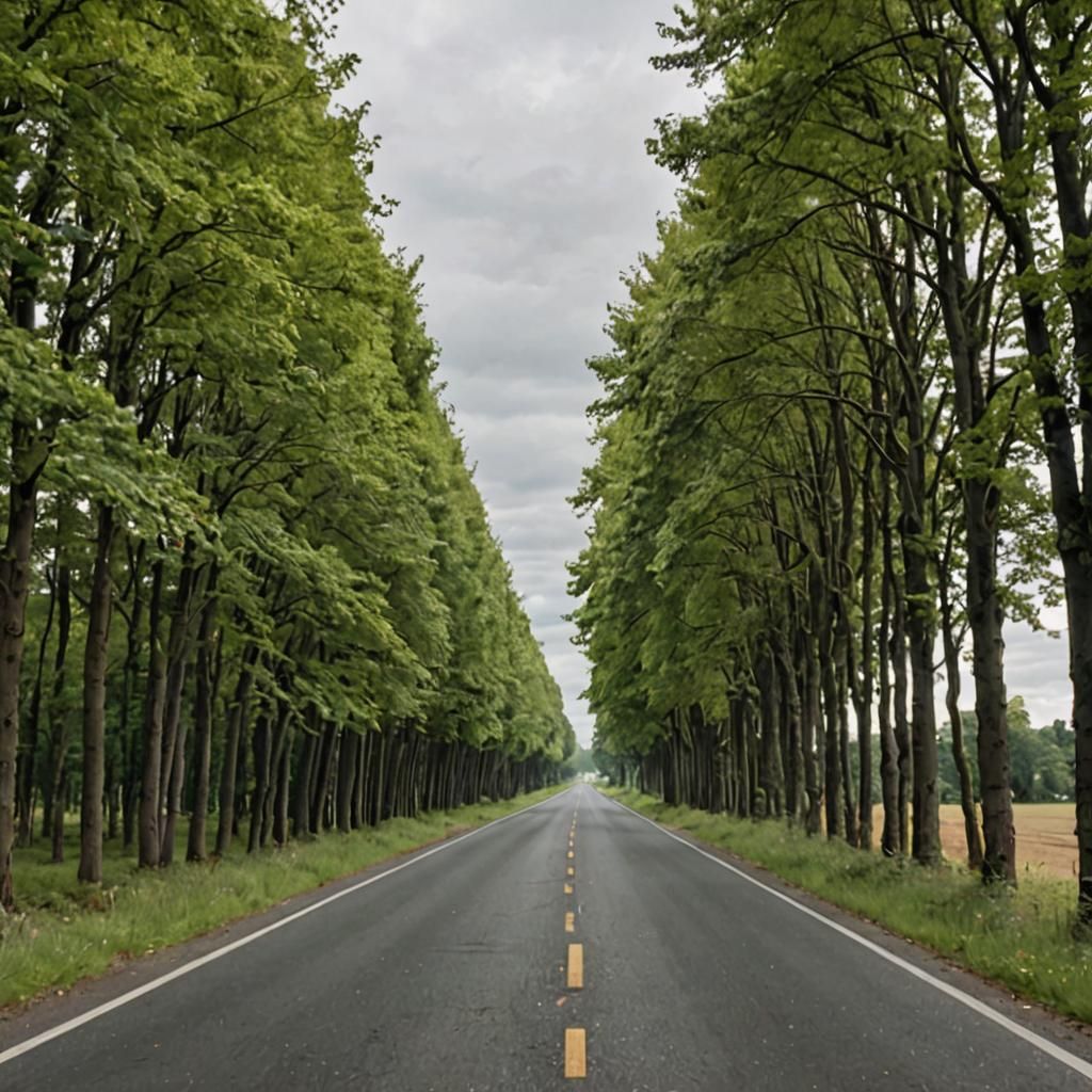 Scenic Road View Through Car Window