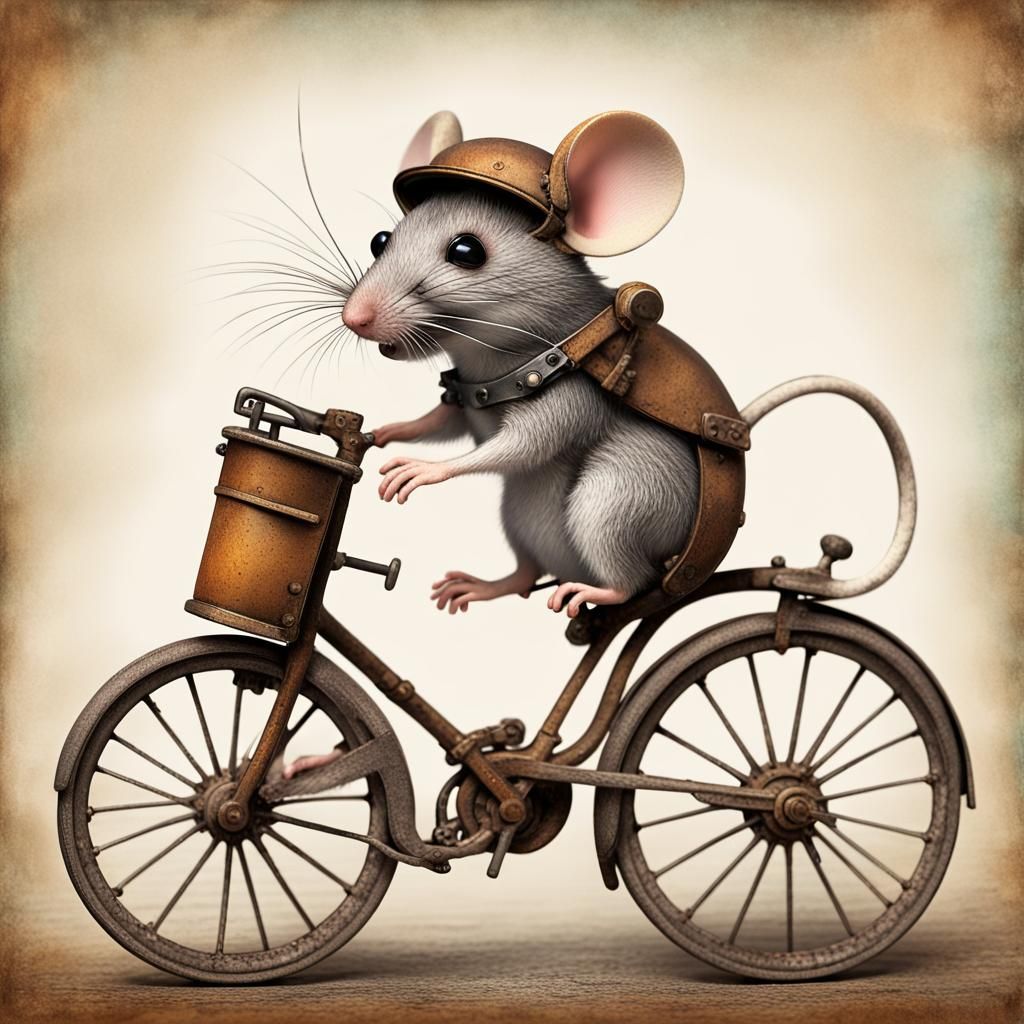 mouse on bicycle