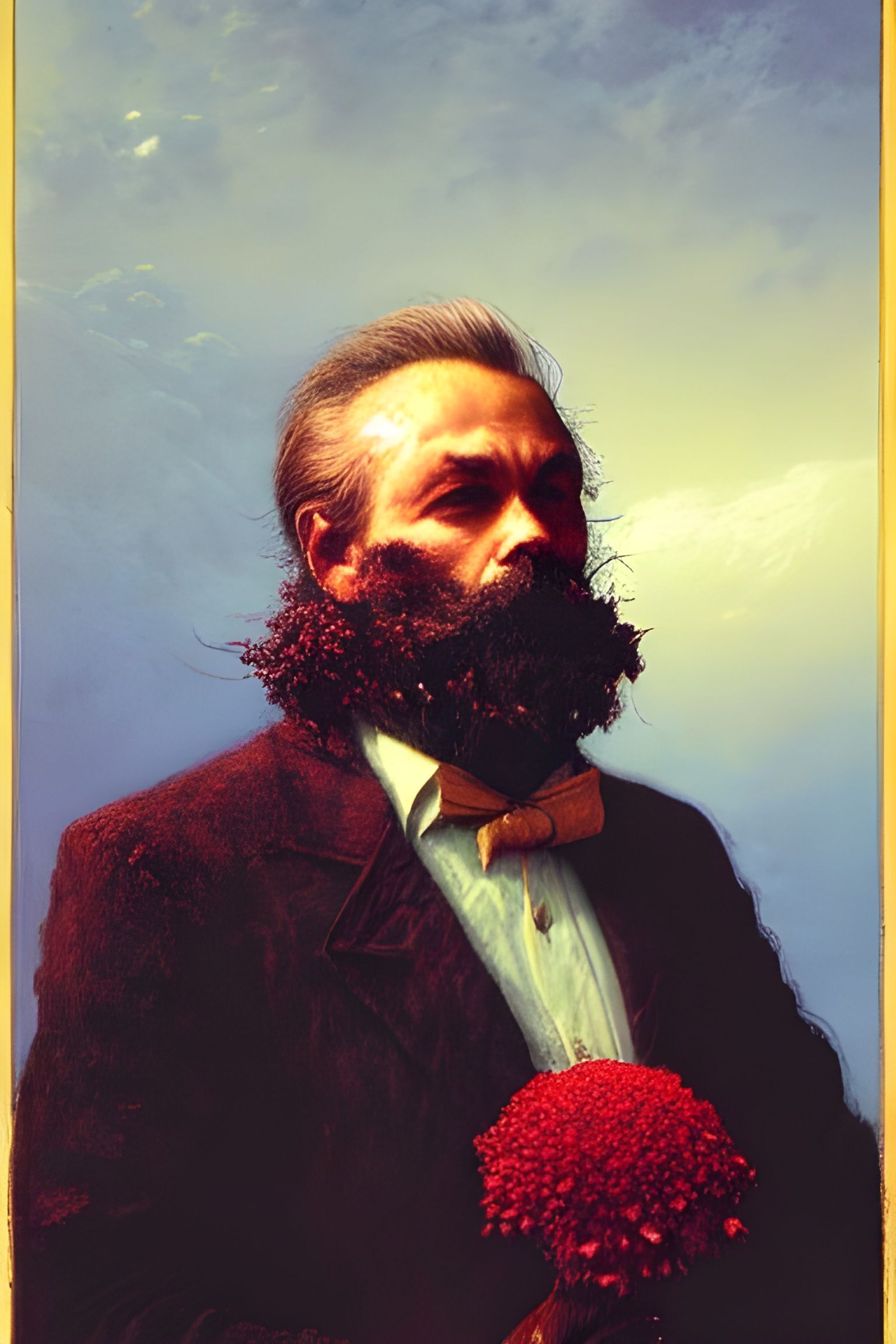 Floral Beard Portrait in Dark Fantasy Style