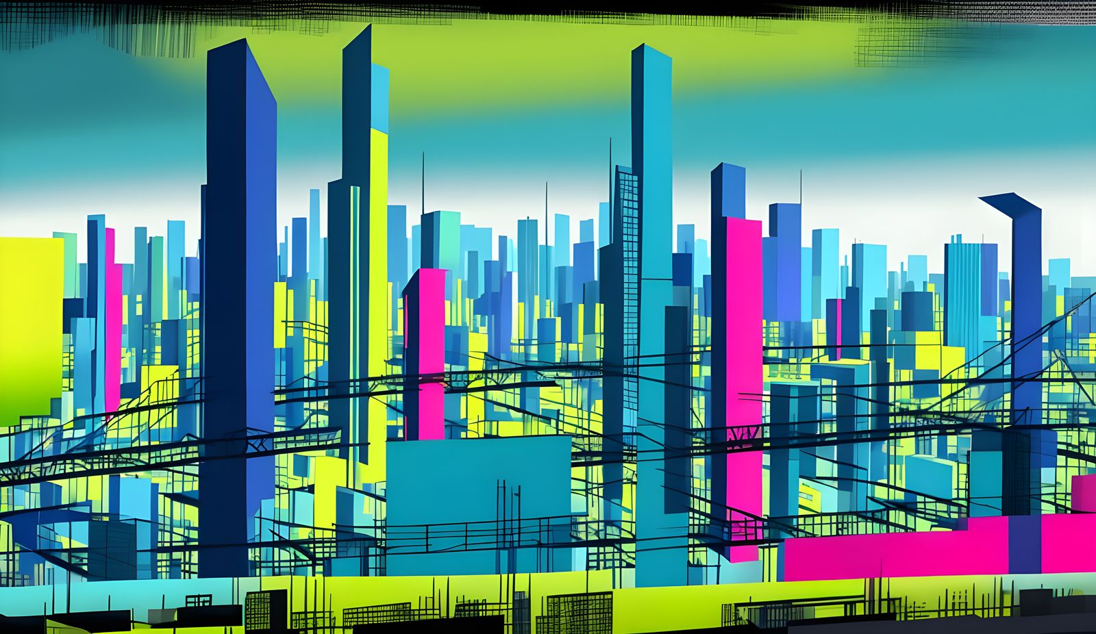 Futuristic Cityscape in Pixel Art Style