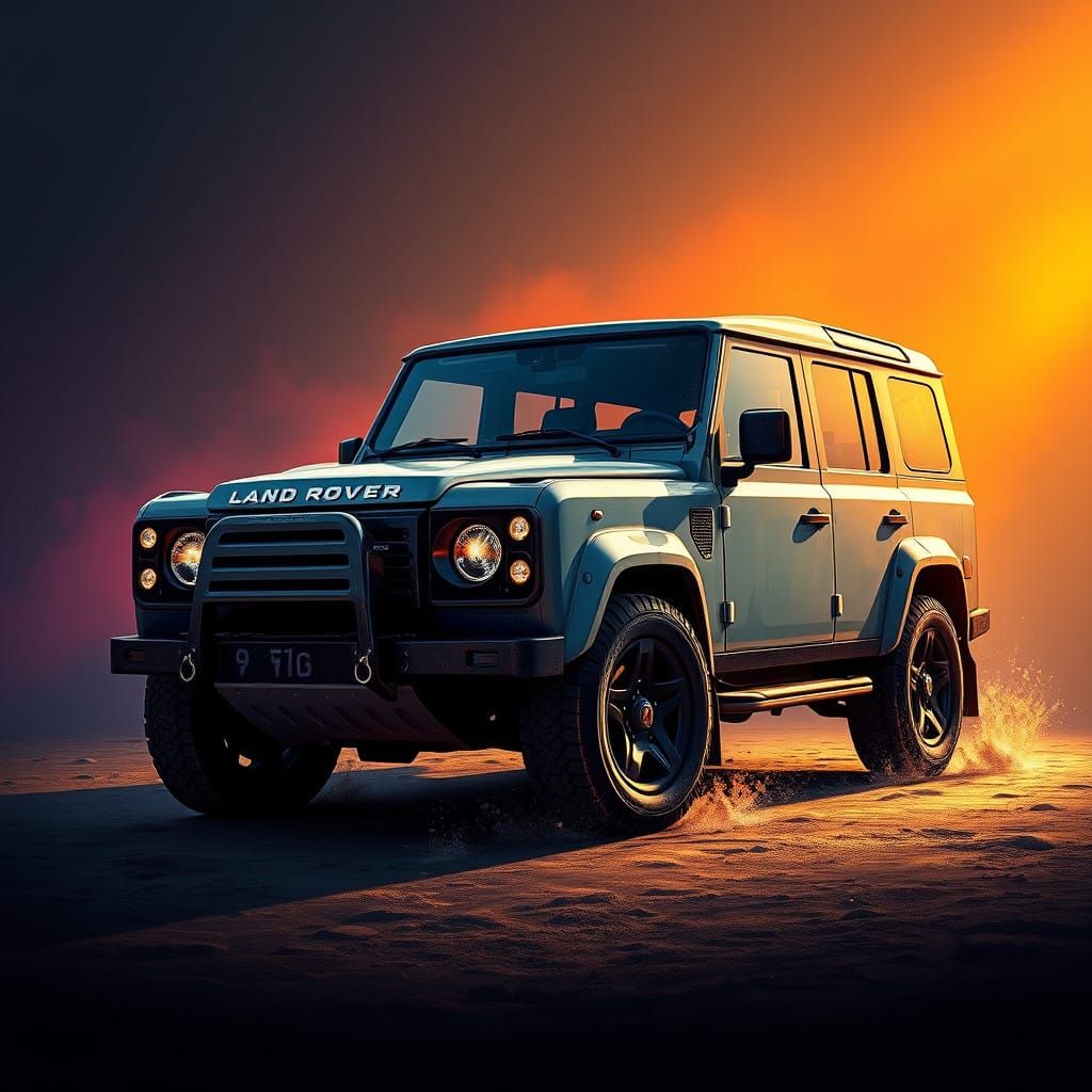 Hyperrealistic Land Rover Concept Art in Vibrant Splash Styl...
