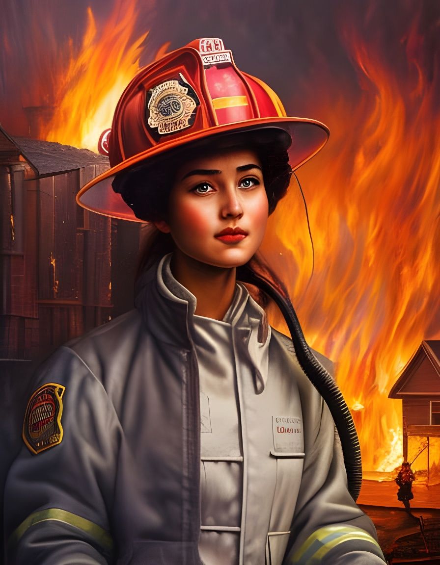 Teen Firefighter Portrait in Hyperrealistic Style