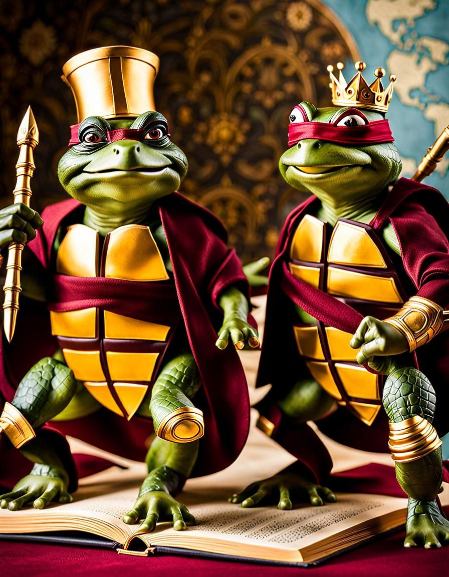 Ninja Turtles as Royalty in Storybook Fairytale