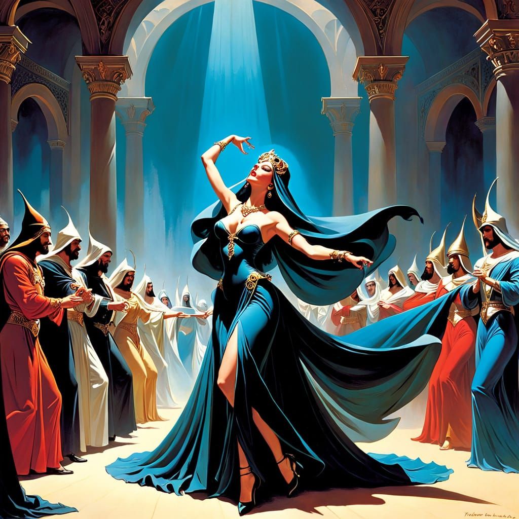 Salome in Sensual Dance Before King Herod's Court