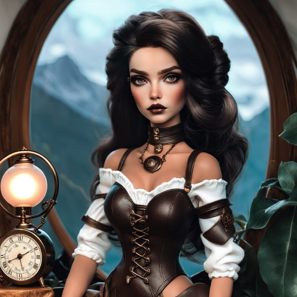 Delicate Tones Doll in Minimalist Adventure Scene